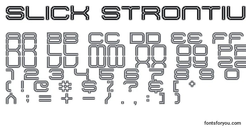 Slick strontium Font – alphabet, numbers, special characters
