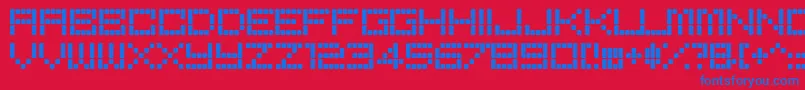BoredRe-Schriftart – Blaue Schriften auf rotem Hintergrund