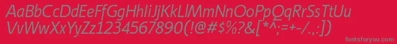 LigurinorgItalic-Schriftart – Graue Schriften auf rotem Hintergrund