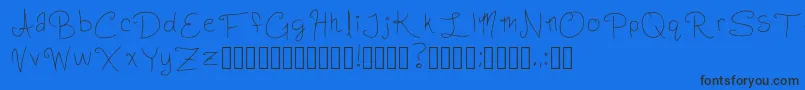 SlightlyCursiveCharacters Regular Font – Black Fonts on Blue Background