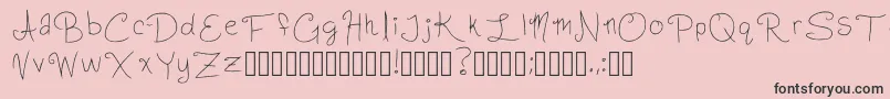 フォントSlightlyCursiveCharacters Regular – ピンクの背景に黒い文字