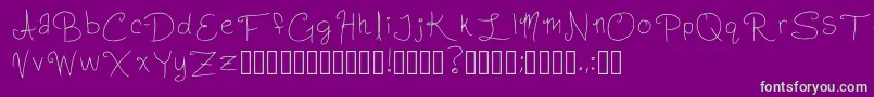 フォントSlightlyCursiveCharacters Regular – 紫の背景に緑のフォント