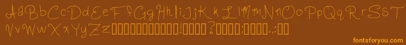 Fonte SlightlyCursiveCharacters Regular – fontes laranjas em um fundo marrom