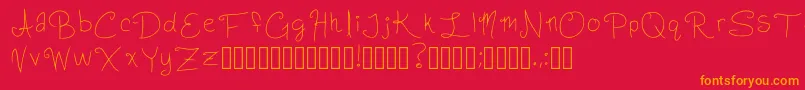 SlightlyCursiveCharacters Regular Font – Orange Fonts on Red Background