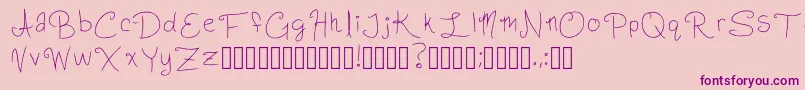 SlightlyCursiveCharacters Regular Font – Purple Fonts on Pink Background