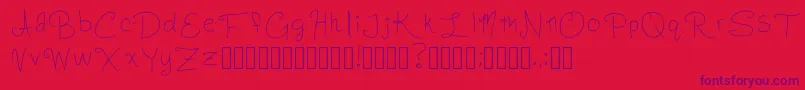 SlightlyCursiveCharacters Regular Font – Purple Fonts on Red Background