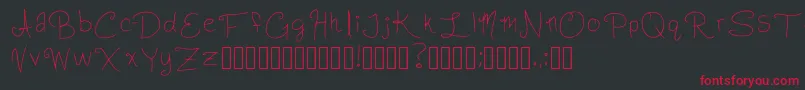 フォントSlightlyCursiveCharacters Regular – 黒い背景に赤い文字