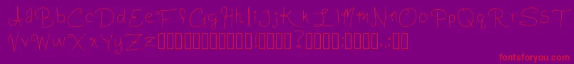 フォントSlightlyCursiveCharacters Regular – 紫の背景に赤い文字