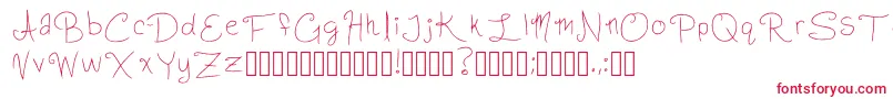 フォントSlightlyCursiveCharacters Regular – 白い背景に赤い文字