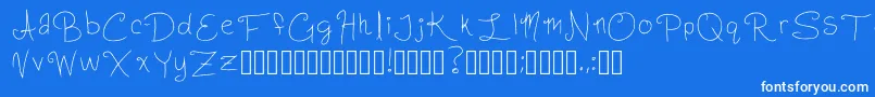 フォントSlightlyCursiveCharacters Regular – 青い背景に白い文字