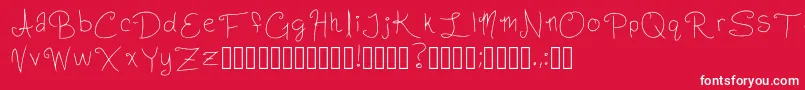 SlightlyCursiveCharacters Regular Font – White Fonts on Red Background
