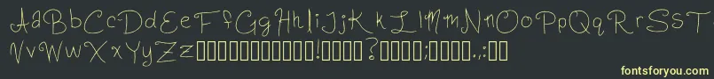 フォントSlightlyCursiveCharacters Regular – 黒い背景に黄色の文字