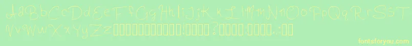 Weitere Informationen zur SlightlyCursiveCharacters Regular-Schriftart SlightlyCursiveCharacters Regular-Schriftart – Gelbe Schriften auf grünem Hintergrund
