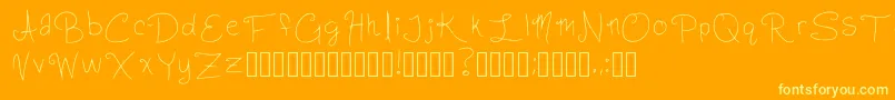 Saiba mais sobre a fonte SlightlyCursiveCharacters Regular Fonte SlightlyCursiveCharacters Regular – fontes amarelas em um fundo laranja