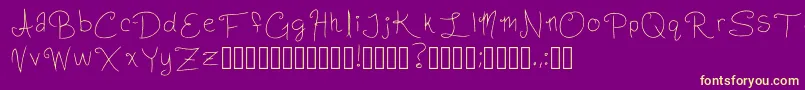 Fonte SlightlyCursiveCharacters Regular – fontes amarelas em um fundo roxo