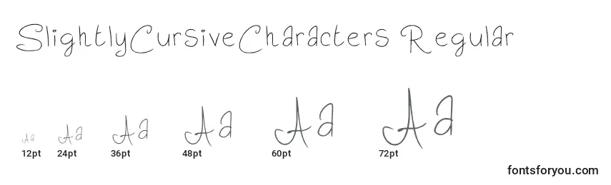 SlightlyCursiveCharacters Regular Font Sizes