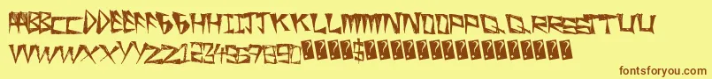 フォントSlightRocking – 茶色の文字が黄色の背景にあります。