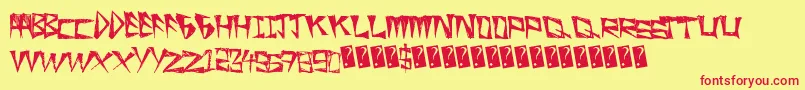 SlightRocking-fontti – punaiset fontit keltaisella taustalla