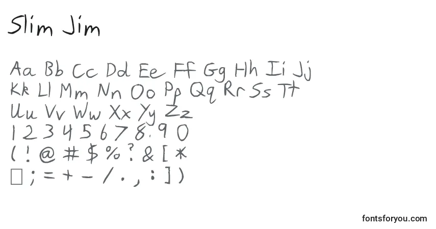 Шрифт Slim Jim – алфавит, цифры, специальные символы