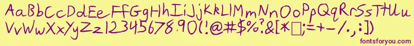 Slim Jim-Schriftart – Violette Schriften auf gelbem Hintergrund