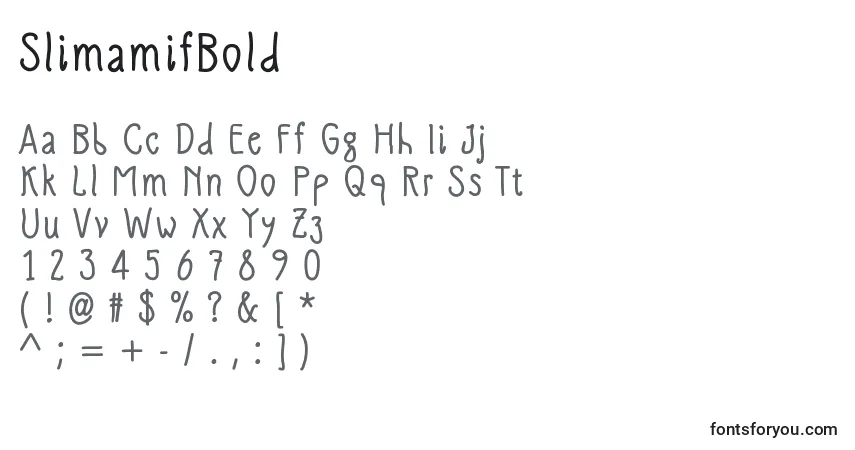 Schriftart SlimamifBold – Alphabet, Zahlen, spezielle Symbole
