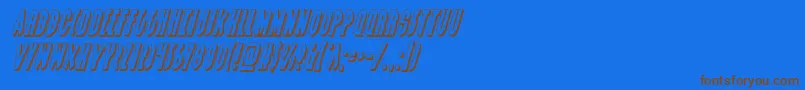 Grendelsmother3Dital-Schriftart – Braune Schriften auf blauem Hintergrund