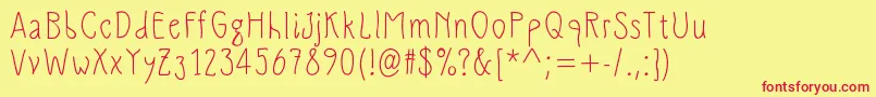 フォントSlimamifMedium – 赤い文字の黄色い背景