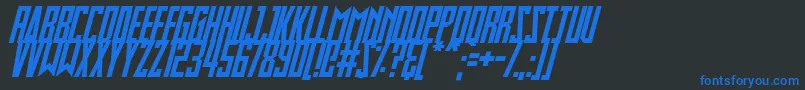 Slimbots Italic-Schriftart – Blaue Schriften auf schwarzem Hintergrund