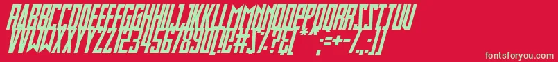 フォントSlimbots Italic – 赤い背景に緑の文字