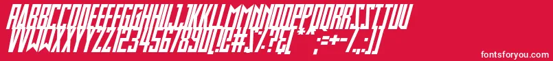 フォントSlimbots Italic – 赤い背景に白い文字