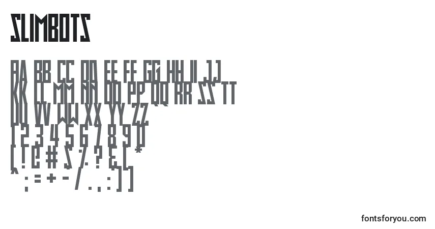 A fonte Slimbots (141214) – alfabeto, números, caracteres especiais