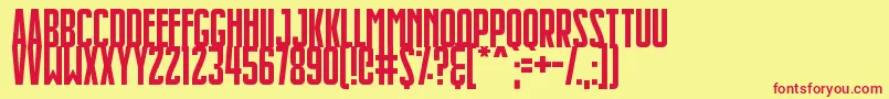 Slimlines Font – Red Fonts on Yellow Background