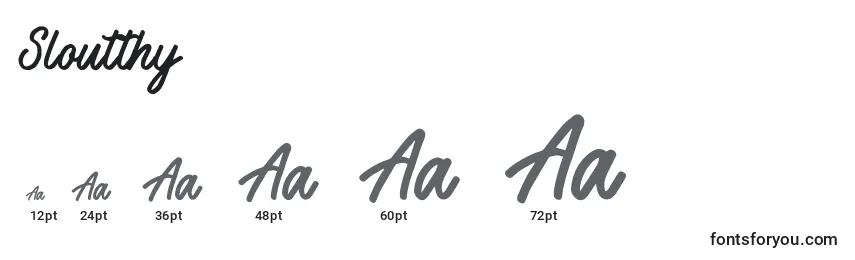Sloutthy Font Sizes