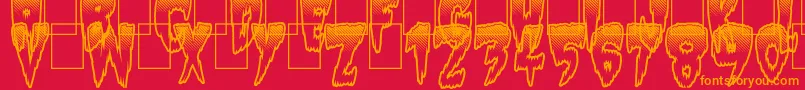 フォントSlow Death – 赤い背景にオレンジの文字