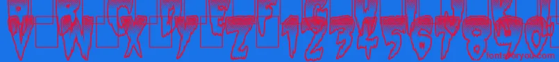 フォントSlow Death – 赤い文字の青い背景