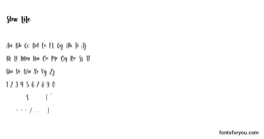 Slow Lifeフォント–アルファベット、数字、特殊文字