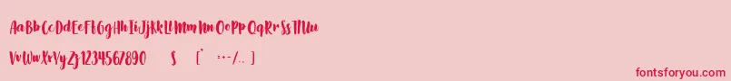 Slow Life-Schriftart – Rote Schriften auf rosa Hintergrund