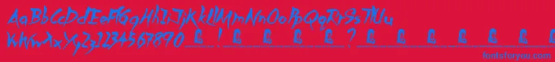 Slowed Down Font – Blue Fonts on Red Background