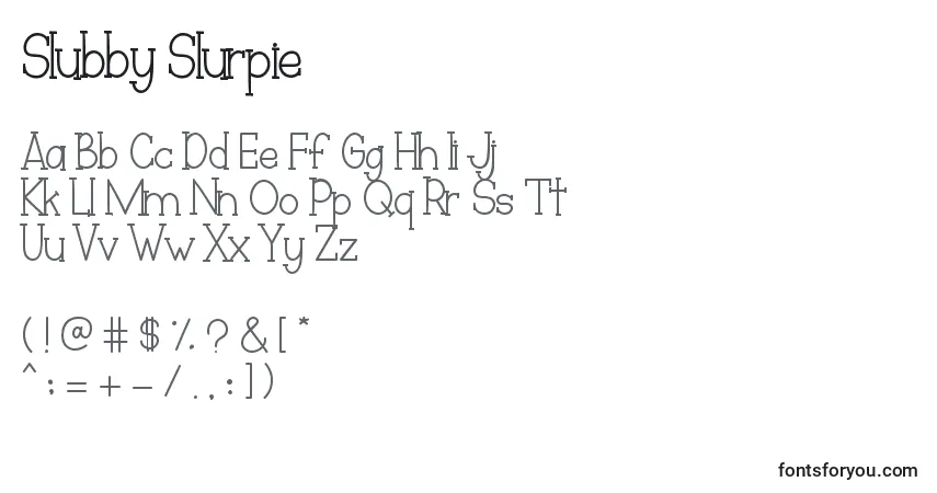 Slubby Slurpie-fontti – aakkoset, numerot, erikoismerkit