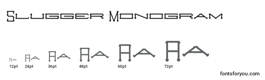 Размеры шрифта Slugger Monogram