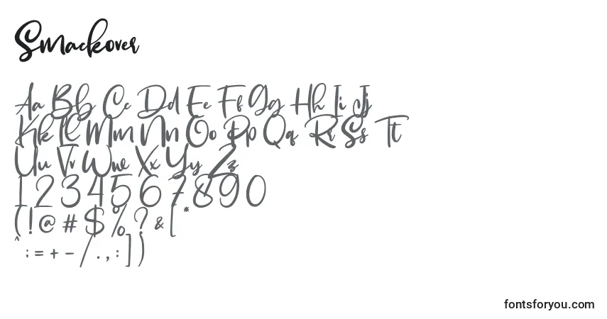 Schriftart Smackover (141236) – Alphabet, Zahlen, spezielle Symbole