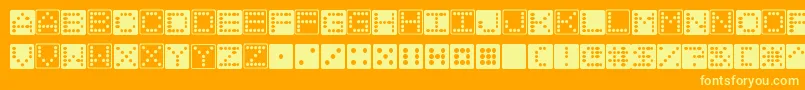 Dice-Schriftart – Gelbe Schriften auf orangefarbenem Hintergrund