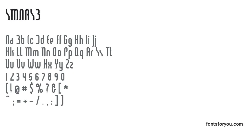 A fonte SMARSB   (141242) – alfabeto, números, caracteres especiais