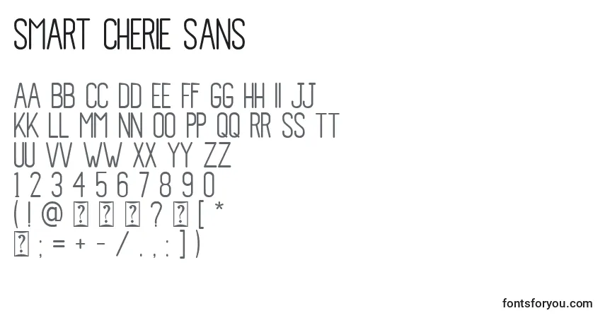 A fonte Smart Cherie Sans – alfabeto, números, caracteres especiais