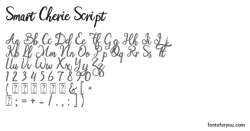 Schriftart Smart Cherie Script – Alphabet, Zahlen, spezielle Symbole
