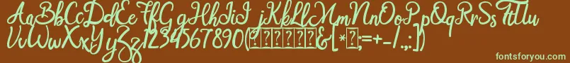 Smart Cherie Script Font – Green Fonts on Brown Background