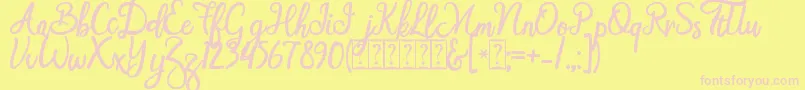 Smart Cherie Script-fontti – vaaleanpunaiset fontit keltaisella taustalla