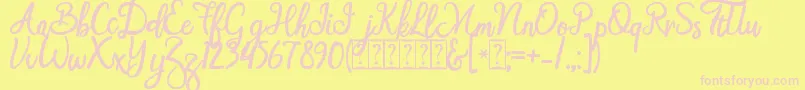 Smart Cherie Script-Schriftart – Rosa Schriften auf gelbem Hintergrund