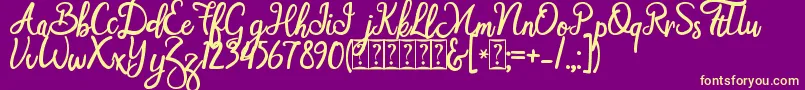 Smart Cherie Script-fontti – keltaiset fontit violetilla taustalla