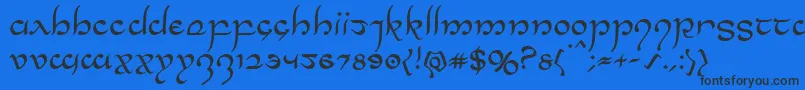 Halfelven-Schriftart – Schwarze Schriften auf blauem Hintergrund